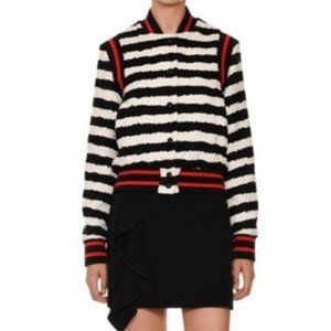 MSMG KNIT STRIPED BOMBER JACKET